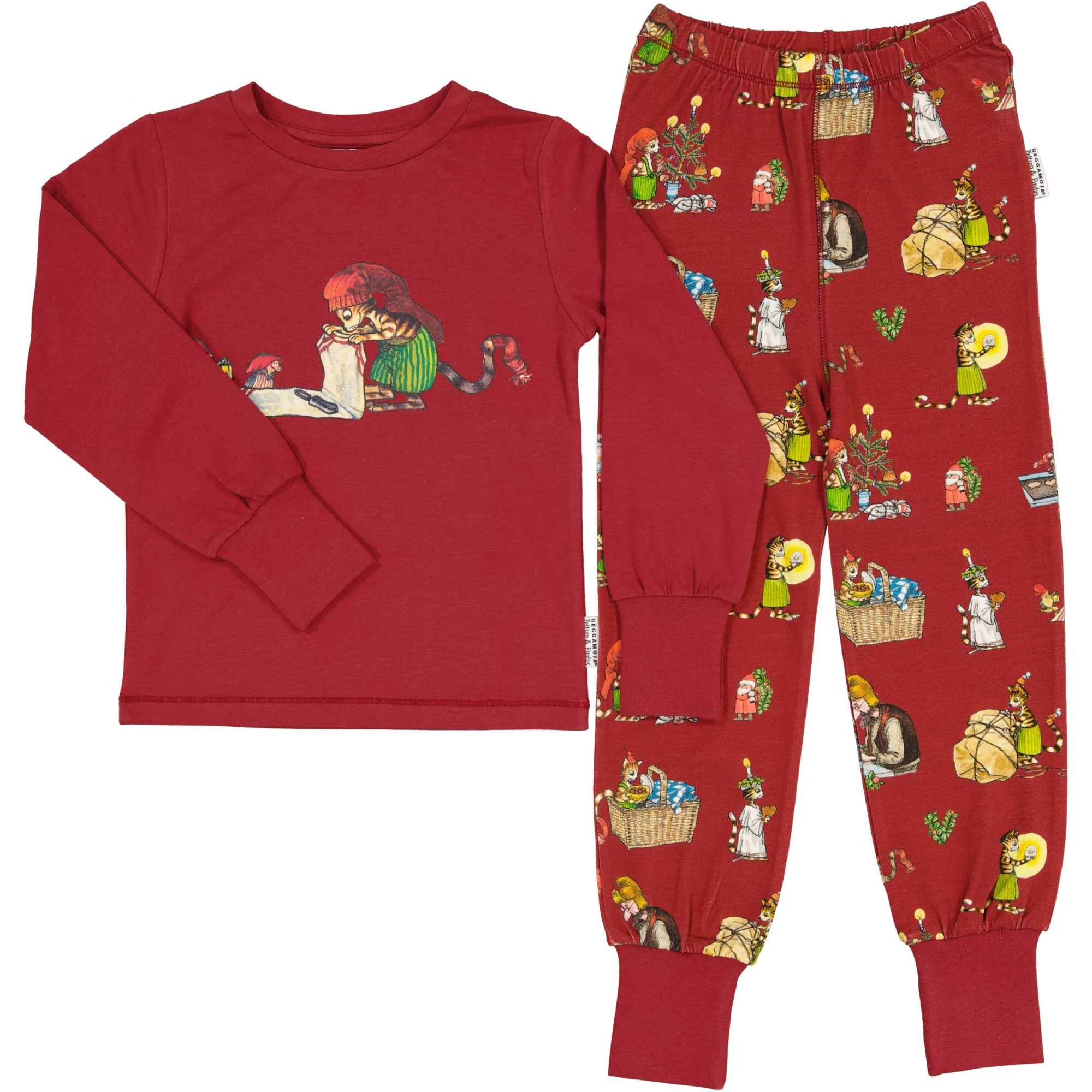 Pyjamas tvådelad Pettson och Findus Röd - Julpyjamas
