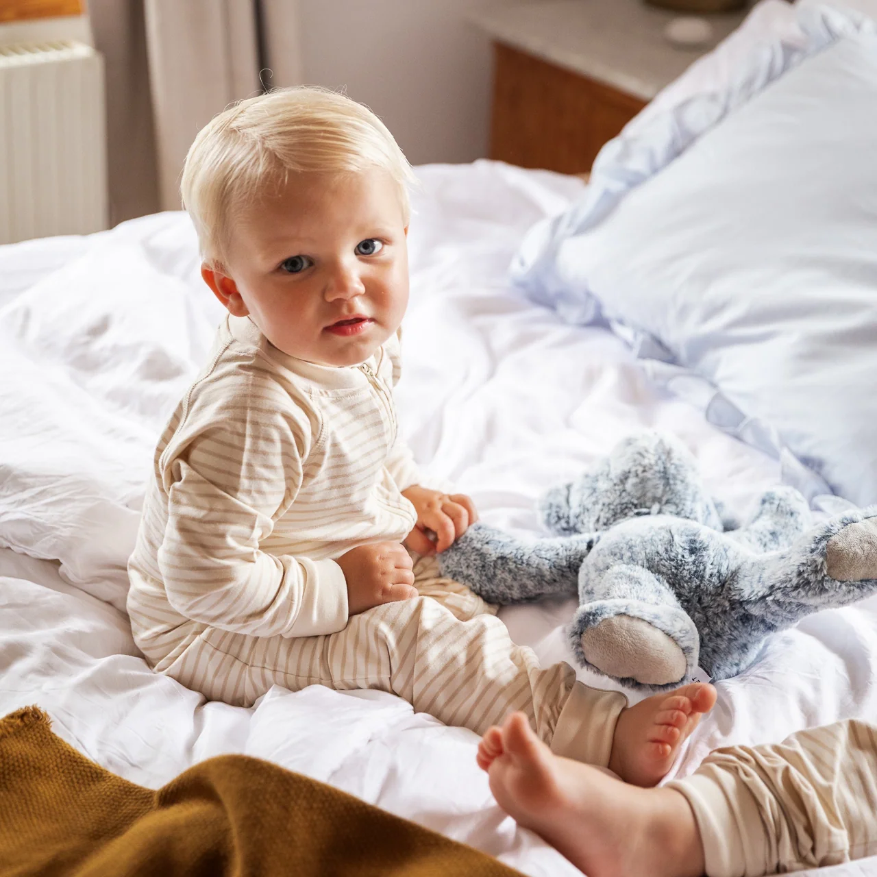 Tvåvägs-zip Pyjamas Bambu Classic Vit/Beige - Image 2